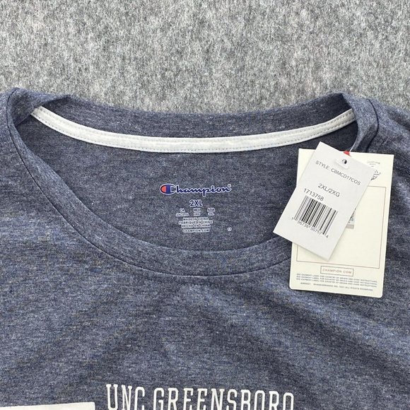 UNC Greensboro Spartans Champion T-Shirt 2XL Heather Gray SS Bar Logo UNCG‎ NWT - Picture 8 of 8